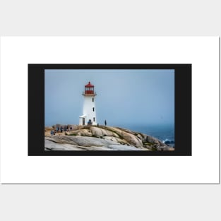 Peggys Cove Lighthouse on a Foggy Summer 's Day Posters and Art